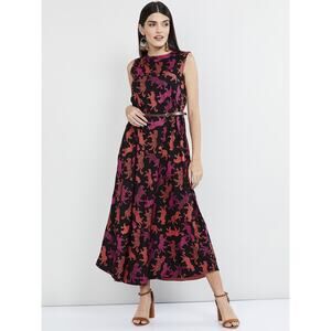 Max Animal Print Sleeveless Maxi Dress Black Orange Size Medium